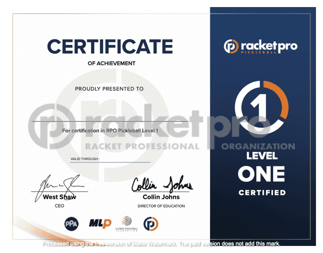 Level 1 It Course Pass RPO Level 1 — Racket Pro